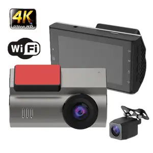 2024 X3 חדש 4K+1080P סקירת Dvr כפולה שלט רחוק Wifi מצלמת דאש קדמית ואחורית למכוניות