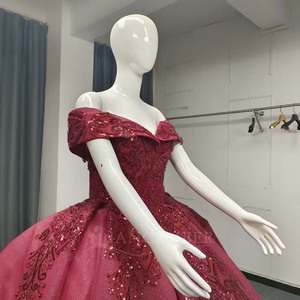 Vestido de Noche de Lujo con Lentejuelas y Cuentas de Alta Calidad Lsany213, Vestido de Princesa con Flores 3D Rojas para Quinceañera, Jancember - Product Image 6