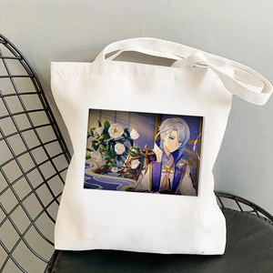 Bolsa de lona impresa con diseño de <span class=keywords><strong>Kamisato</strong></span> <span class=keywords><strong>Ayato</strong></span> de Genshin Impact, estilo Harajuku, bandolera, bolso de compras. - Product Image 3