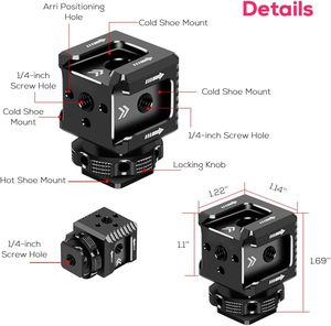 New Ba lạnh Giày núi Adapter nhôm Hot Giày khung mở rộng cho máy ảnh DSLR Máy quay phim flash ánh sáng màn hình video Mic - Product Image 3