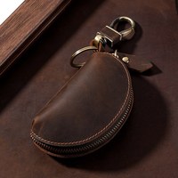 Porte-clés de voiture vintage en cuir Crazy Horse, style européen et américain universel, véritable porte-clés pour hommes et femmes, organisateur portable