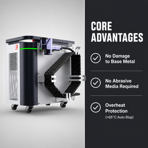 Machine de nettoyage au laser pulsé compacte de 500 W, refroidie par air, pour pièces industrielles, moules, outils et soudures - Product Image 3
