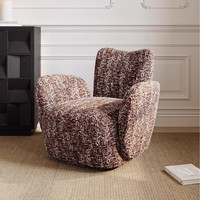 Fauteuil pivotant contemporain de loisirs, capitonné, en tissu écologique, en bois, pour salon, rotation à 360 degrés