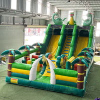 Toboggan aquatique gonflable commercial dinosaure, combo château gonflable et aire de jeux extérieure pour fêtes d'enfants et parcs d'attractions
