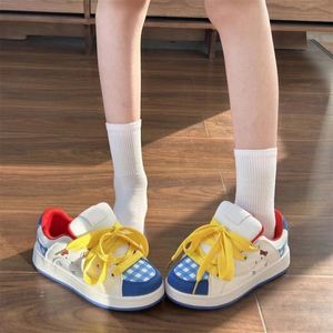 Original Niche Color <b>Block</b> Cute Bread Shoes Women Ins Trendy Spring New Student Versatile Round Toe Board Shoes - Product Image 1