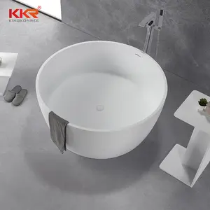Two Person Big Round Cast Stone Bathtub Solid Surface Acrylic Free Standing Bath Tubs