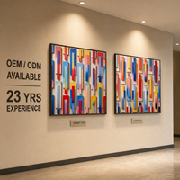 Art mural 3D multicouche en PVC à découpe verticale multicolore et dynamique, avec cadre doré, pour salle à manger d'hôtel, diptyque mural décoratif, personnalisable, en gros, OEM