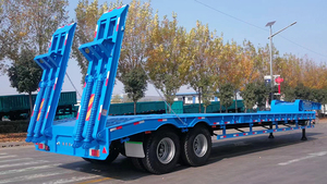 Semi-remorque à plateau bas en acier à 2 essieux, suspension mécanique, poutre principale en acier T700, capacité de charge de 30000 kg, transport de marchandises lourdes - Product Image 3