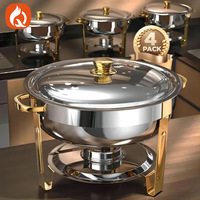 Chauffe-Plat de Luxe Professionnel à Couvercle Rabattable en Acier Inoxydable 5L 6L, Chauffage à l'Alcool, pour Buffet et Restauration, Visible