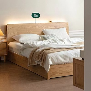 <strong>Solid</strong> Oak <strong>Wood</strong> Contemporary Double <strong>Bed</strong> Frame Modern Minimalist Nordic Design with Multifunctional Storage <strong>Box</strong> - Product Image 5