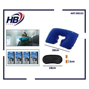 Juego de Almohadas de Viaje de Tres Piezas, 43 x 27.5 cm, Almohada Rectangular Inflable para el Cuello, Antifaz para Dormir, Tapones para los Oídos - Product Image 3