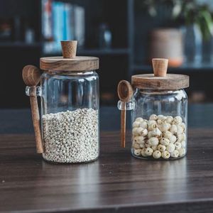 Coffee bean <b>storage</b> <b>jar</b>, high borosilicate glass, acacia wood lid, moisture-proof condiment bottle, <b>kitchen</b> grain <b>storage</b> <b>jar</b> - Product Image 4