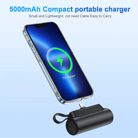 Batterie externe mini 4500 mAh format poche avec câble Type C, support de téléphone, pour voyage, urgence, portable, vente en gros