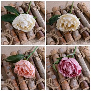 CallaFloral Artificial Peony <b>Single</b> Stem Orange Beige Dark Champagne Wedding Decoration - Product Image 3