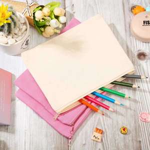 Bolsa de Lona Lisa Multicolor, Estuche Cosmético Ecológico, con Cierre, 7x10 Pulgadas, Bolsa de Aseo Natural para Viaje - Product Image 5