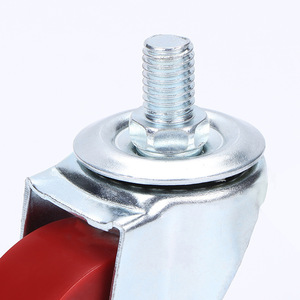 Wolverhampton PU Swivel Caster 2-Inch Red With Side Brake Screw Mount Universal Wheel - Product Image 1