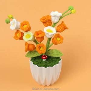 ดอกลิลลี่ถักโครเชต์ 12 ดอก พร้อมกระถางไหมพรม ทำด้วยมือ สำหรับตกแต่งบ้าน - Product Image 5