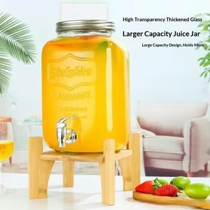 Dispensador de Bebidas de Vidrio de Gran Capacidad (1.3/2.6 Galones) Tipo Mason Jar con Grifo y Soporte, Antiderrames, para Exteriores, Barbacoas, Buffets, Apto para Lavavajillas - Product Image 3