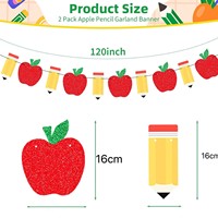 Bannière en papier crayon pomme pour la rentrée scolaire, décorations de classe, bannières durables pour enseignants et accessoires photo