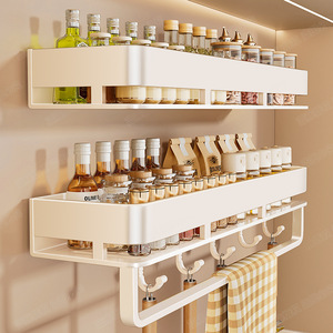 Kitchen Spice Rack Wall Mounted No Drill Storage For Oil Salt Soy Sauce Vinegar Rectangle Punch Free - Product Image 4