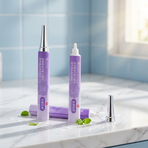 หลอดบีบสีม่วงไล่เฉดแบบ PE พิมพ์ลายกุหลาบตามสั่ง หลอดนิ่มพร้อมหัวทาแบบกรวยเคลือบด้วยไฟฟ้า สำหรับเจลซ่อมแซมคอลลาเจน - Product Image 1