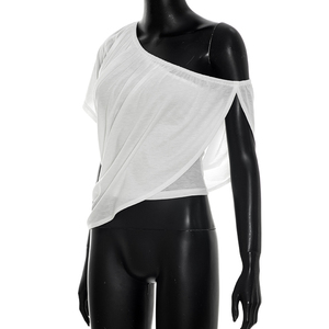 Viviblook C26TP171 Camiseta de Verano para Mujer, Nueva, Informal, Simple, con Hombros Descubiertos, Doble Capa, Top Informal para Damas - Product Image 4