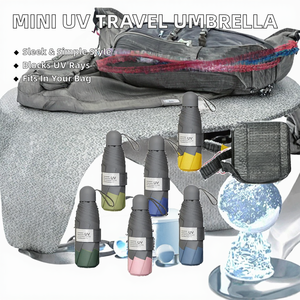 Mini parapluie de poche UPF50+ protection UV, 5 plis, portable, compact, pour soleil et pluie, idéal pour les voyages en extérieur - Product Image 4
