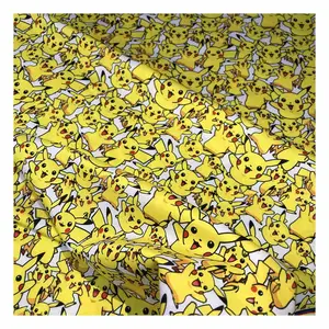 The factory outlet popular pika cartoon designs custom digital printing high quality 4 way rayon knitting fabric for clothes