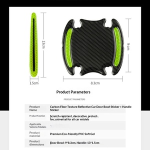 Pelindung Gagang Pintu Mobil Stiker Reflektif Perekat Epoksi Noctilucent Dekorasi Anti Gores Anti Benturan - Product Image 3