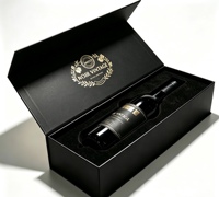 Boîte d'emballage de luxe personnalisée en carton rigide en forme de livre magnétique pour bouteille de vin rouge, idéale pour les cadeaux d'affaires