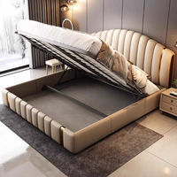 Modernes Minimalistisches Doppelbett für Hauptschlafzimmer Hochwertiges Muscheldesign Massivholzrahmen Weich Gepolstertes Kopfteil 1,8m/2m Kingsize