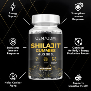 Gummies de Shilajit pour adultes OEM ODM, 100% pur et naturel, supplément à base de plantes de l'Himalaya, soutien énergétique et immunitaire, extrait d'huile de nigelle, en forme d'ours - Product Image 3