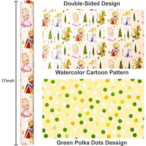 Dragon Prince And Princess <b>Wrapping</b> <b>Paper</b> 17 Inch X 33 Feet Art <b>Paper</b> For Baby Shower Birthday Party Decor - Product Image 3