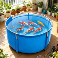 Bassin à poissons rond en bâche transparente simple face avec cadre, réservoir d'élevage de poissons ornementaux Koi pliable et mobile pour usage en cour