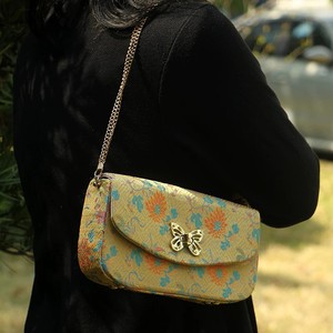 Nuova Borsa a Tracolla in Stile Cinese Imitazione Broccato Song, Borsa Retrò in Tessuto con Chiusura a Farfalla - Product Image 2