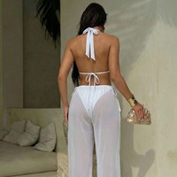 Nouveau Maillot de Bain Trois Pièces Couleur Unie pour Vacances à la Plage 2026 – Sexy, avec Pantalon et Bikini