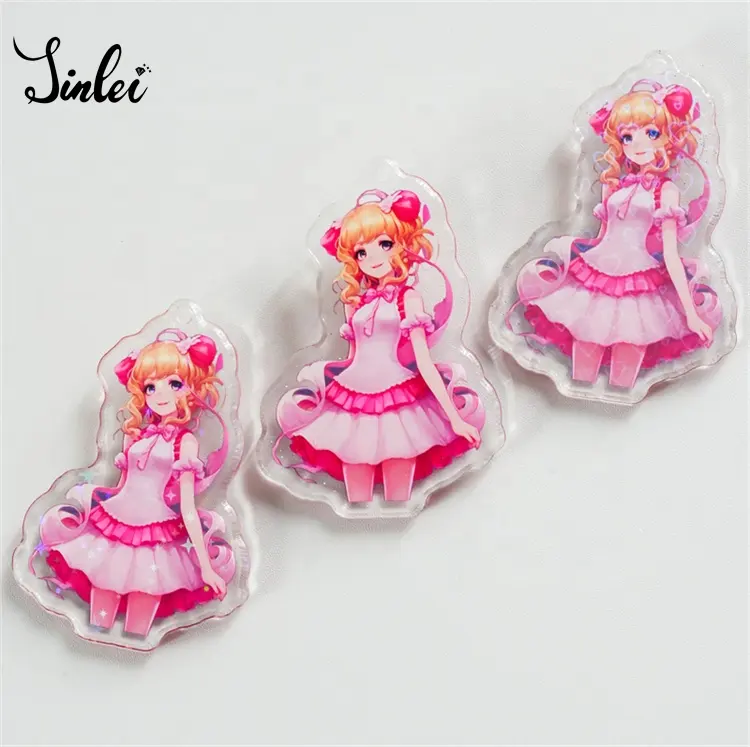 Jinlei creative Top Sell Quality Acrylic Key Ring Factory Wholesale Cute character Colorful Key Chain