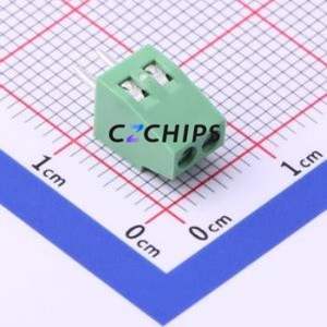 DG308-2.54-02P-14-00A(H) Screw Terminal Block Through hole Component (THT),P=2.54mm Connector 1x2P 2.54mm Green Through Hole - Product Image 2