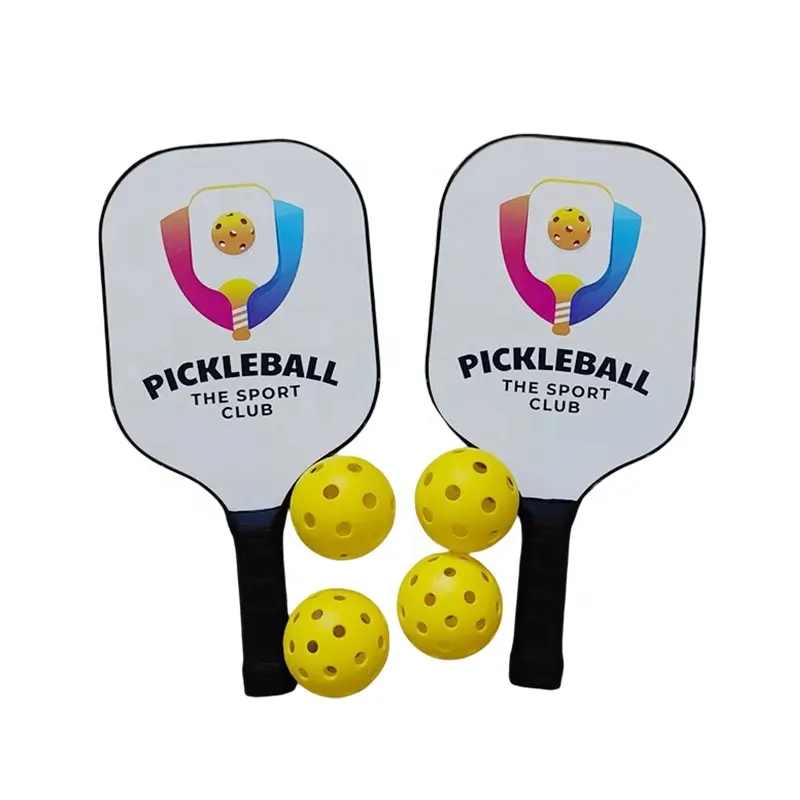 Houten Strandracket Dik Massief Hout Pickleball Pick Peddelset Met Vier Ballen