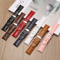 Vente directe d'usine, bracelet de montre en cuir véritable à motif bambou, boucle papillon, options multicolores, libération rapide