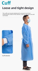 Robe d'isolement jetable unisexe en tissu non tissé SMS <span class=keywords><strong>multicouche</strong></span>, vêtements de protection pour hôpital - Product Image 3