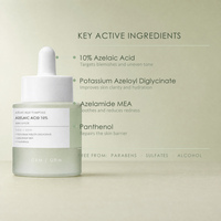 Ampoule pour peaux sujettes aux imperfections et sensibles, acide azélaïque à 10%, sérum facial pour le soin quotidien des taches, formule personnalisée OEM ODM, 30 ml