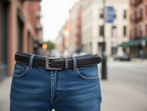 Cinturón de terciopelo para hombre, 4,0 cm, hebilla de metal, estilo informal, M1160522 - Product Image 2