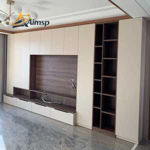 Aimsp, nuevo diseño minimalista, Unidad de pared de madera, soporte de Tv, diseño moderno de gabinete de Tv de lujo para juego de muebles personalizado - Product Image 6