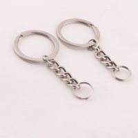 Günstiger Blanko 30mm Metall Flachschlüsselring mit Kette für Geschenke Schlüsselanhänger Zubehör