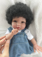 Poupée Reborn Unisexe en Silicone de 13 Pouces, Peau Noire Réaliste, Mini Jouet Souple Étanche, Peinture 3D Faite à la Main, Poupée Tendance