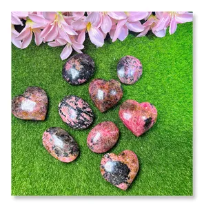 Wholesale Natural Crystal Semi-precious Stone Rhodonite Palm stone for Healing