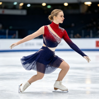 Robe de patinage et de danse pour enfants et adultes, dégradé rouge et bleu, col montant, asymétrique à une épaule, dos découpé avec strass, pour compétition et spectacle de patinage artistique