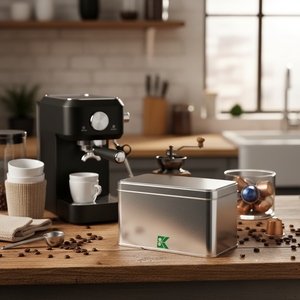 Lata Rectangular de Metal de 800 ml para Té, Café y Bebidas Calientes, Contenedor Metálico de 149x74mm x H78mm, 0.8 L, Tapa Deslizante, Kontensan L442 - Product Image 3