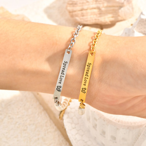 Pulsera Ajustable YF8440 <span class=keywords><strong>de</strong></span> Moda Minimalista con Cadena <span class=keywords><strong>de</strong></span> Perlas <span class=keywords><strong>y</strong></span> Placa Curva Geométrica, Chapada en <span class=keywords><strong>Oro</strong></span> <span class=keywords><strong>de</strong></span> 18K, Acero Inoxidable Impermeable - Product Image 1